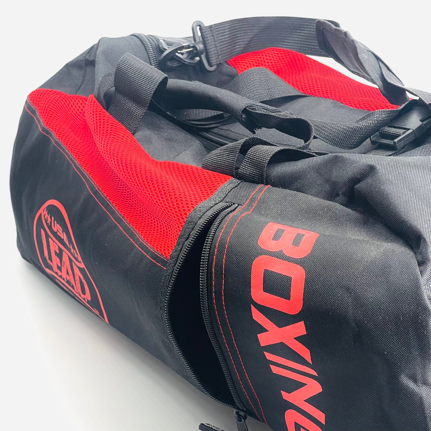 LEAD BOXING Duffel Bag/Backpack (Black - Red)