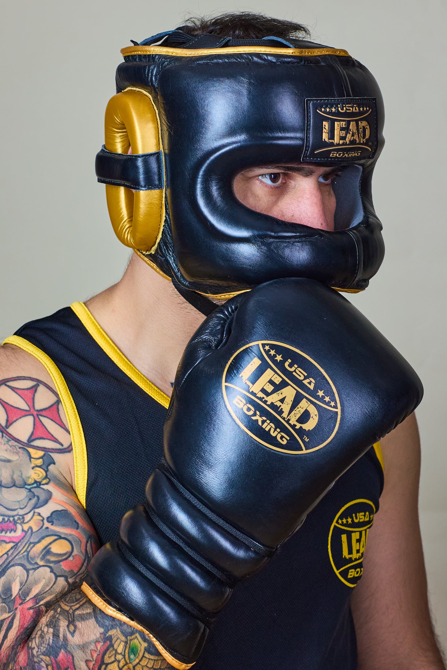 LEAD SPARRING Gloves (Black - Gold Logo )