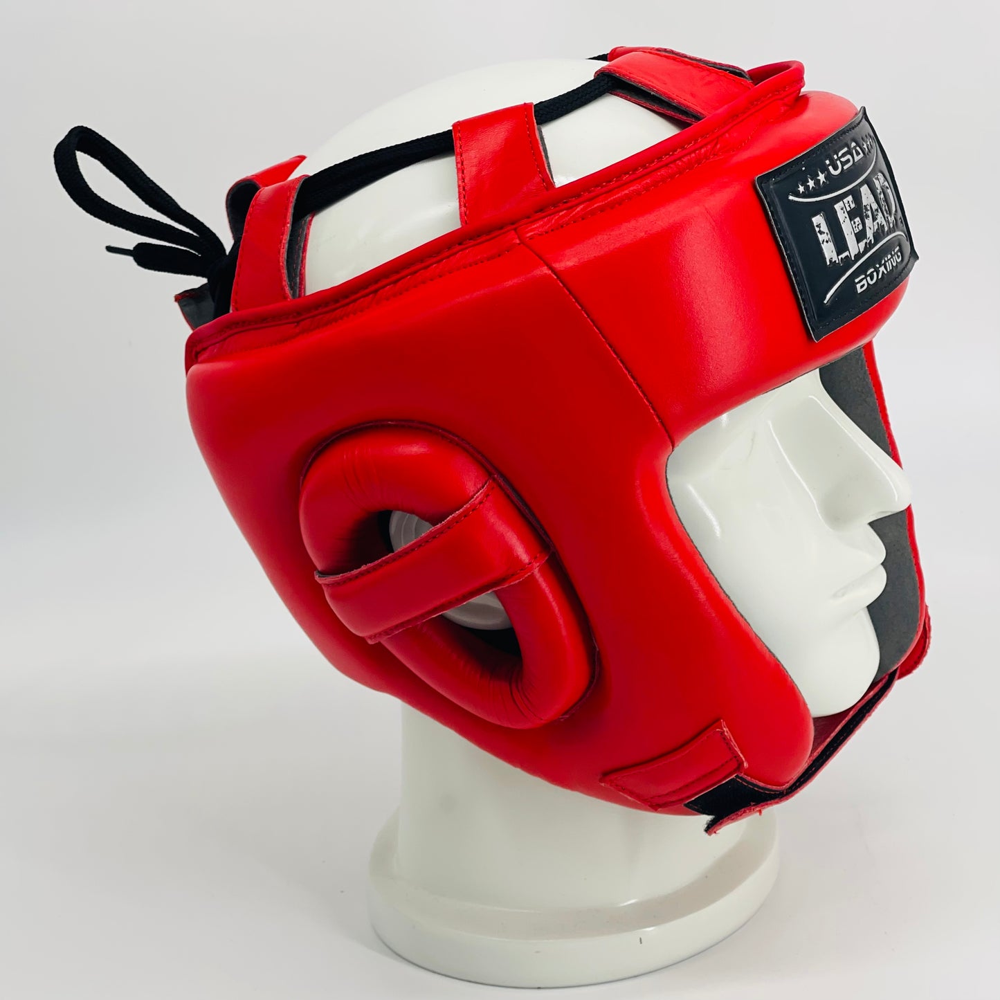 LEAD OPEN-FACE HEADGEAR ( Red w/ Black&Silver Logo)