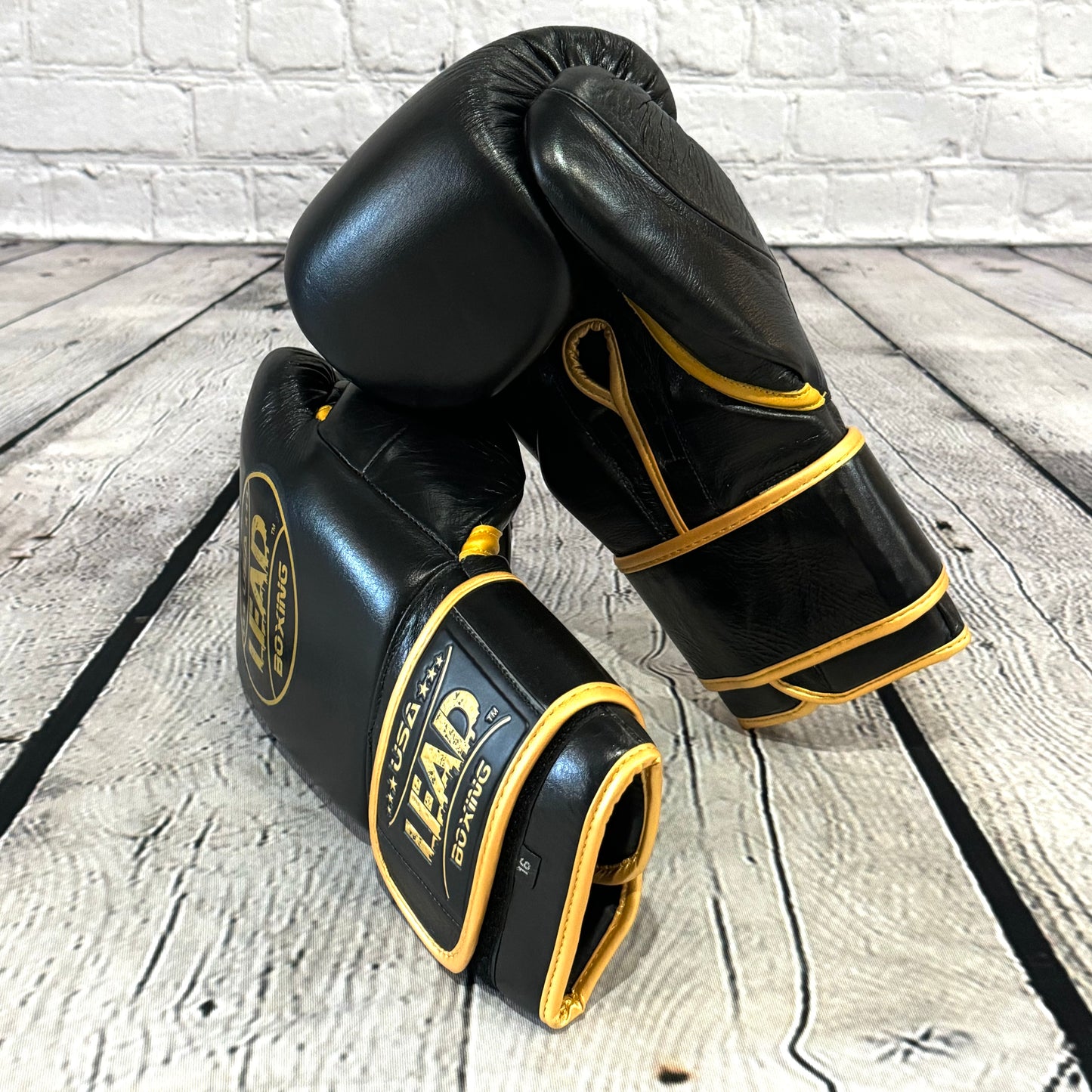 LEAD PRO Training Velcro Gloves ( Black-Gold Logo )