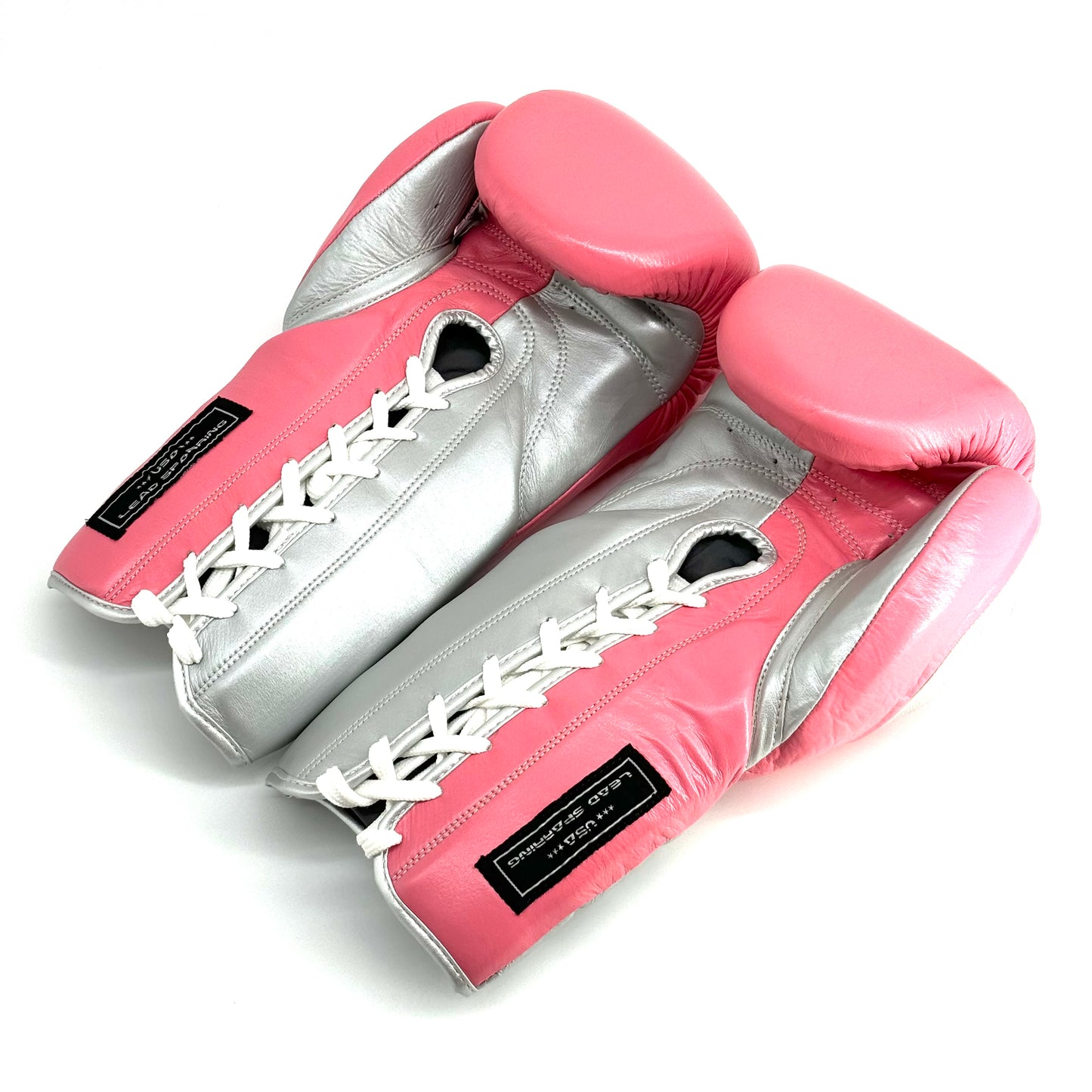 LEAD Sparring Gloves Laced (Pink -Silver)