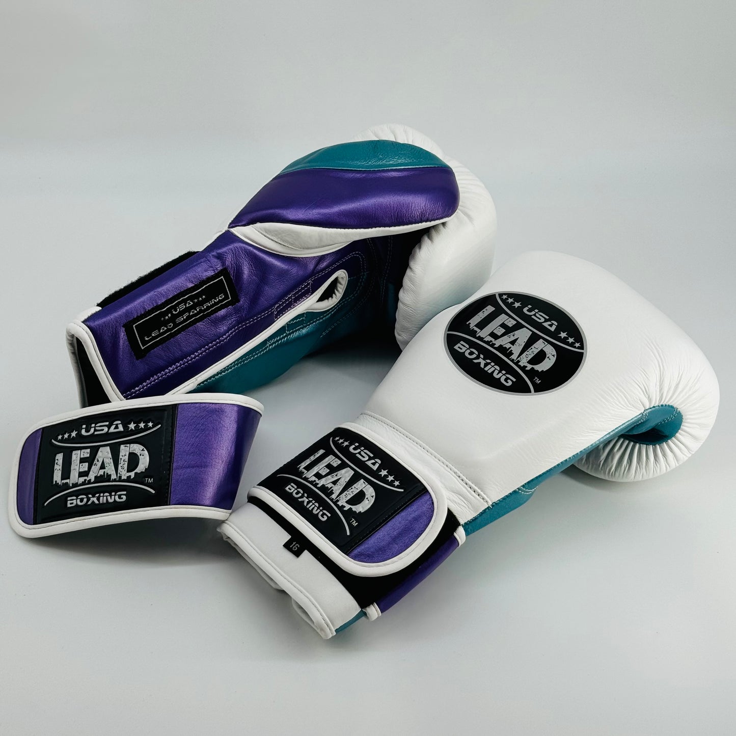 LEAD PRO Training Velcro Gloves ( White-Purple-Teal)