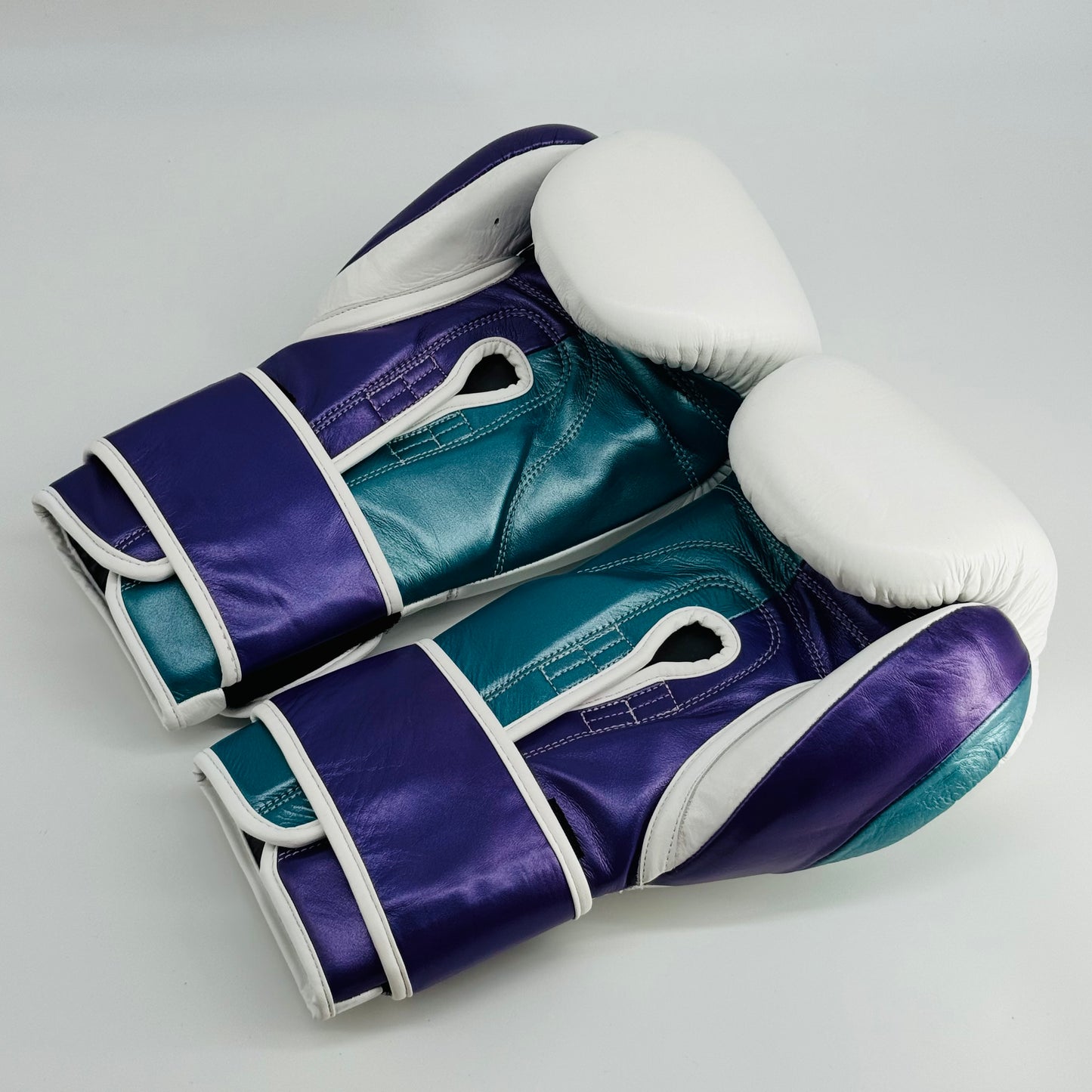 LEAD PRO Training Velcro Gloves ( White-Purple-Teal)