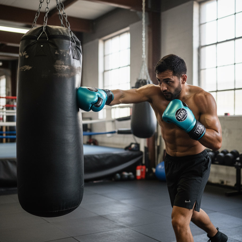 LEAD PRO Training Velcro Gloves (Teal Metallic - Black)