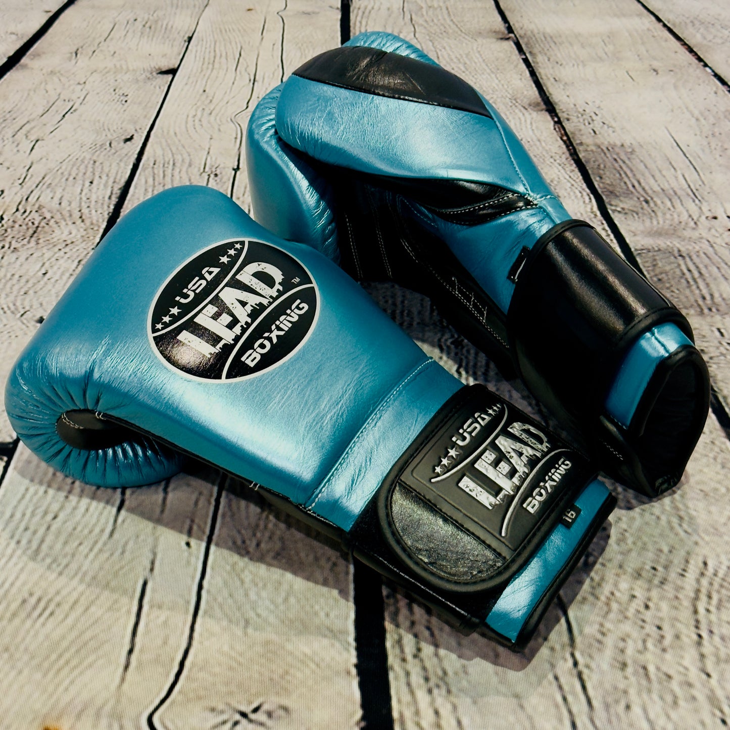 LEAD PRO Training Velcro Gloves (Teal Metallic - Black)