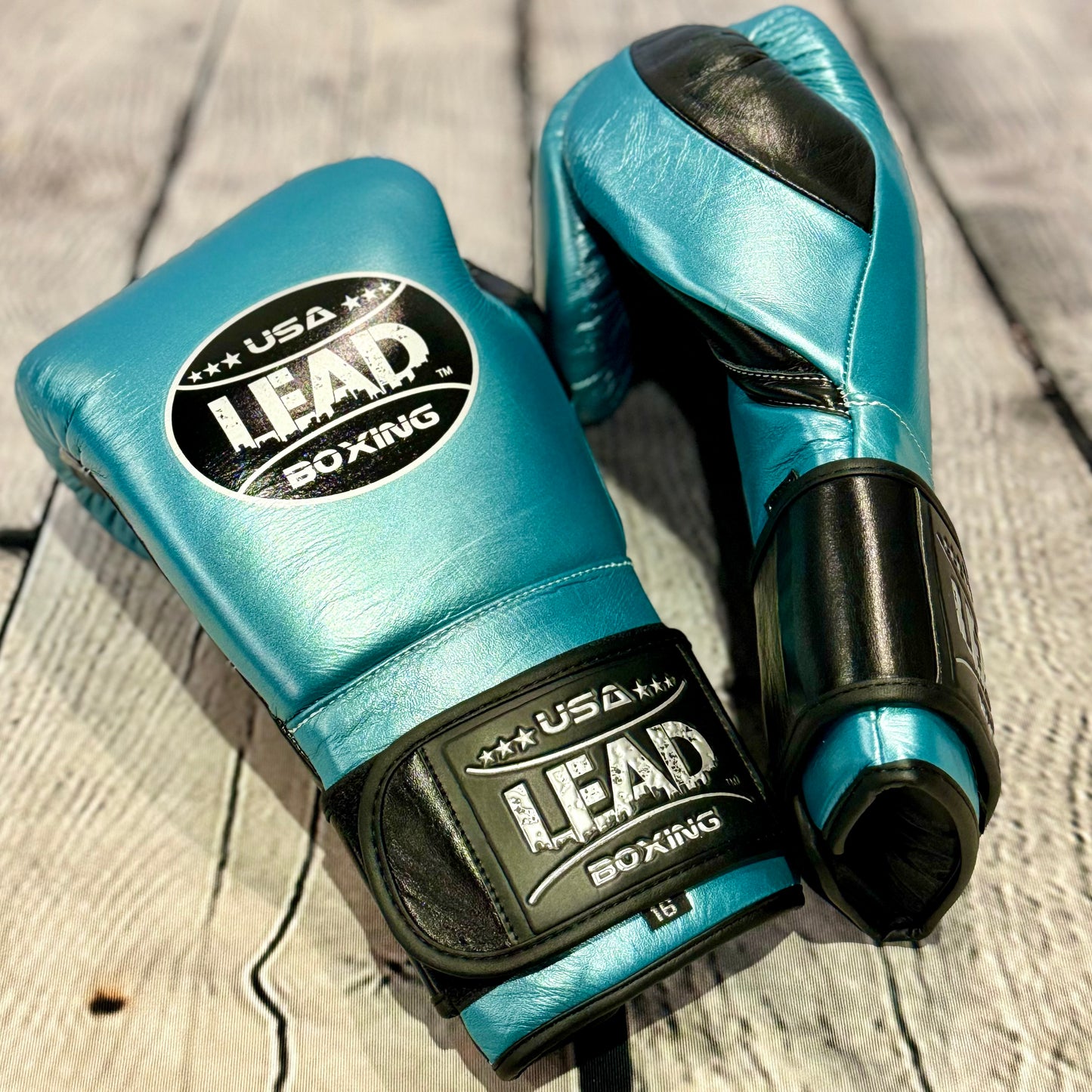 LEAD PRO Training Velcro Gloves (Teal Metallic - Black)