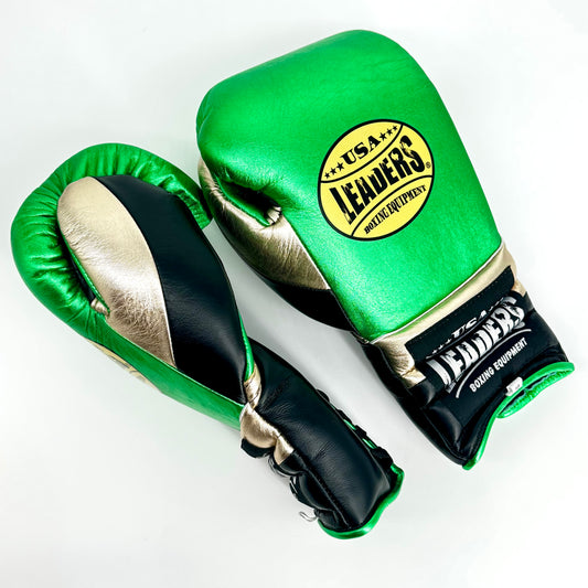 SuperLEAD MEX  Boxing Gloves LACED (Green -Gold -Black)
