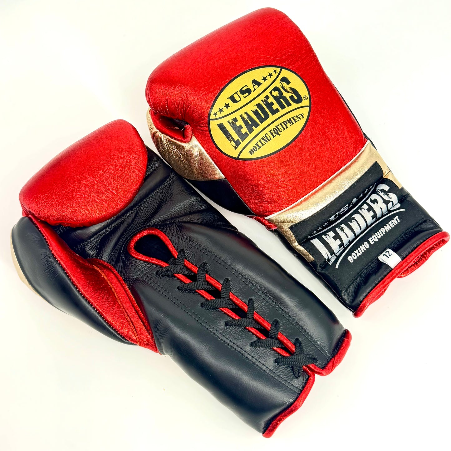 SuperLEAD MEX  Boxing Gloves LACED (Red-Gold -Black)