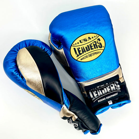 SuperLEAD MEX  Boxing Gloves LACED (Blue-Gold -Black)