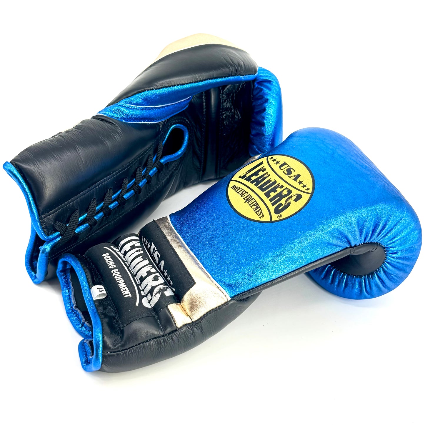 SuperLEAD MEX  Boxing Gloves LACED (Blue-Gold -Black)