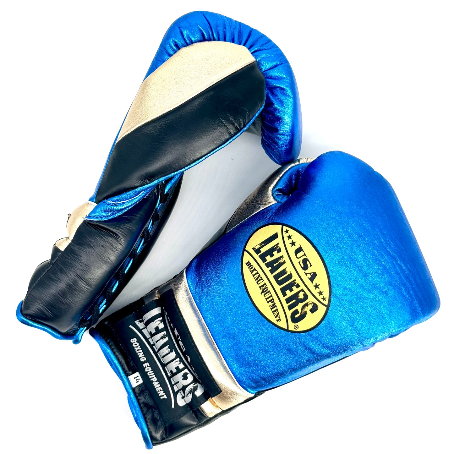 SuperLEAD MEX  Boxing Gloves LACED (Blue-Gold -Black)