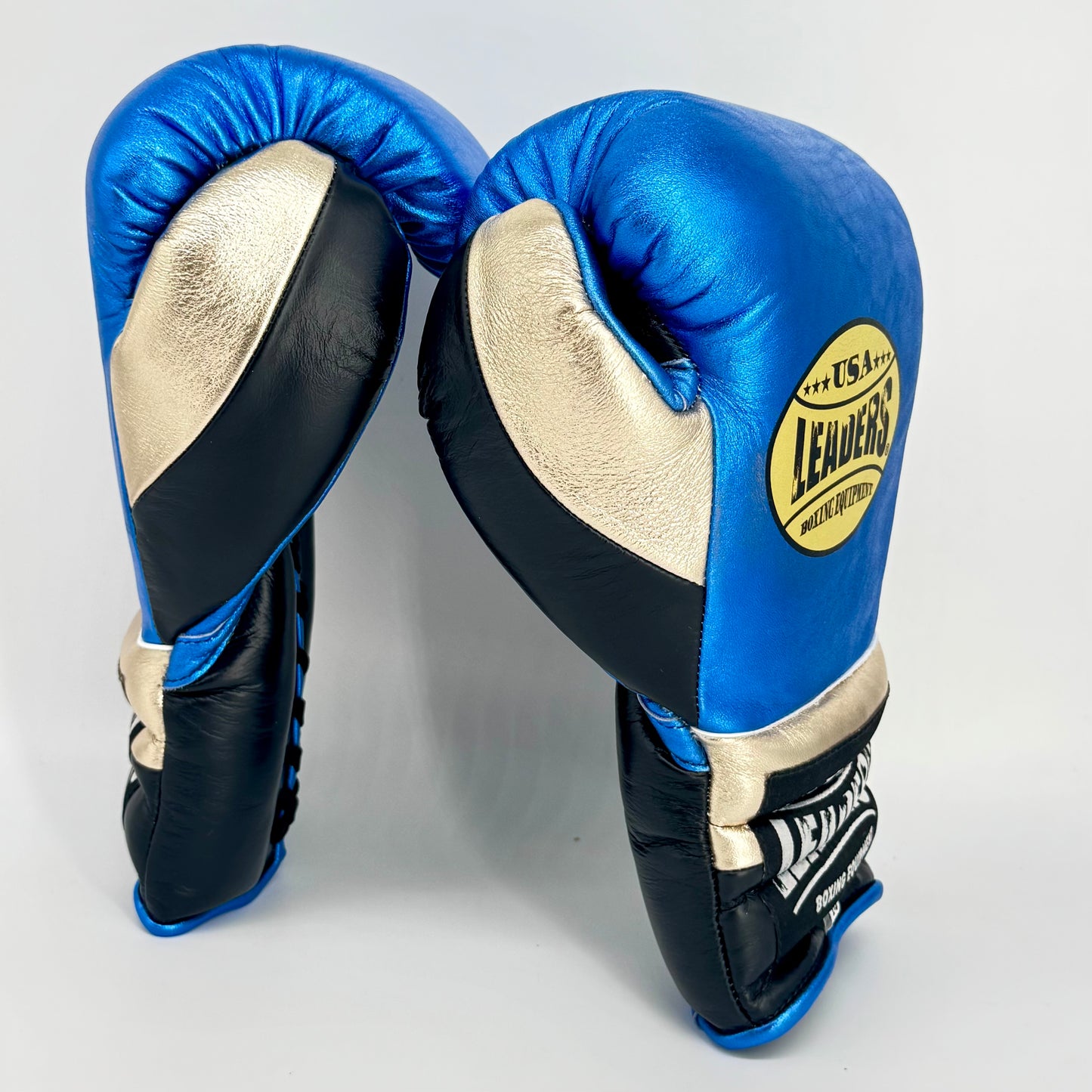 SuperLEAD MEX  Boxing Gloves LACED (Blue-Gold -Black)
