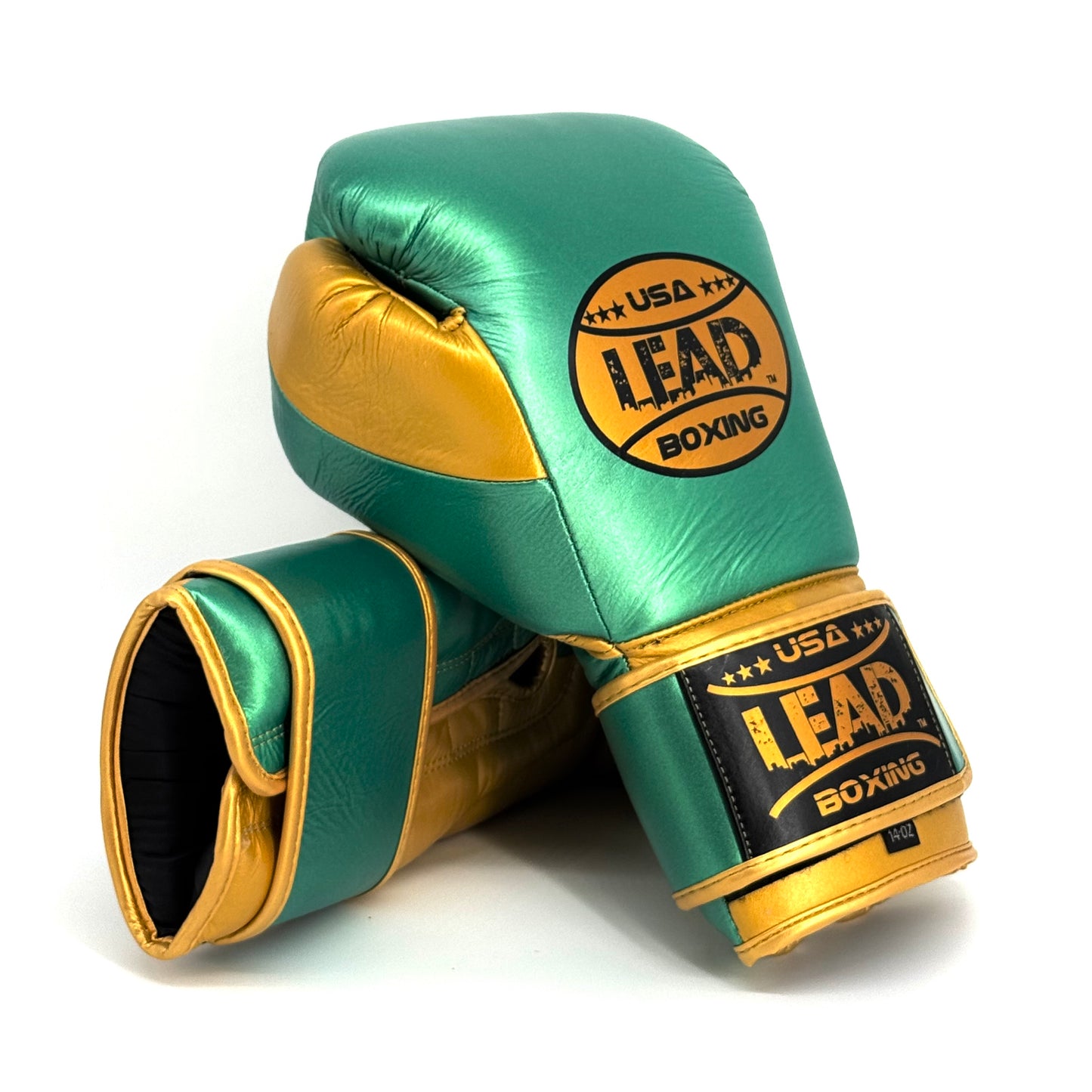 LEAD Pro-Tech Gloves Velcro (Metallic Green-Gold)