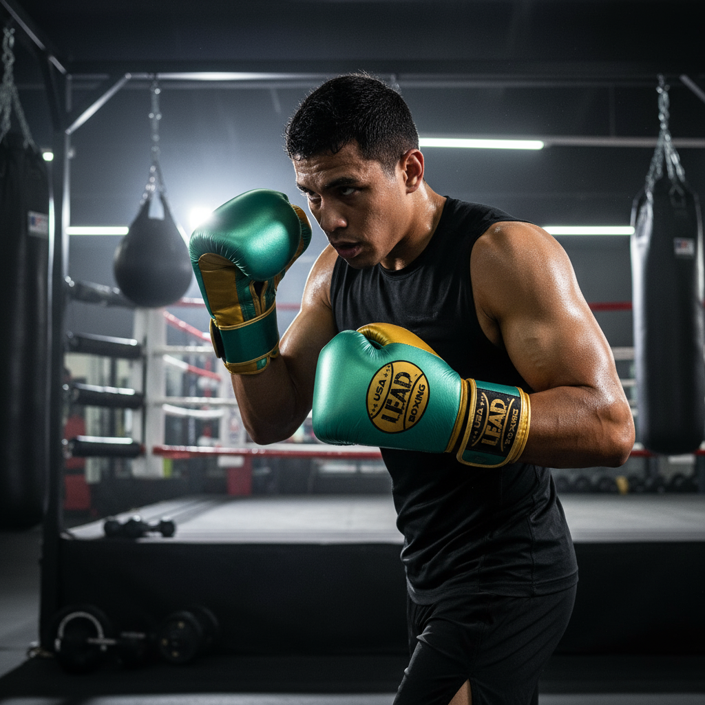 LEAD Pro-Tech Gloves Velcro (Metallic Green-Gold)