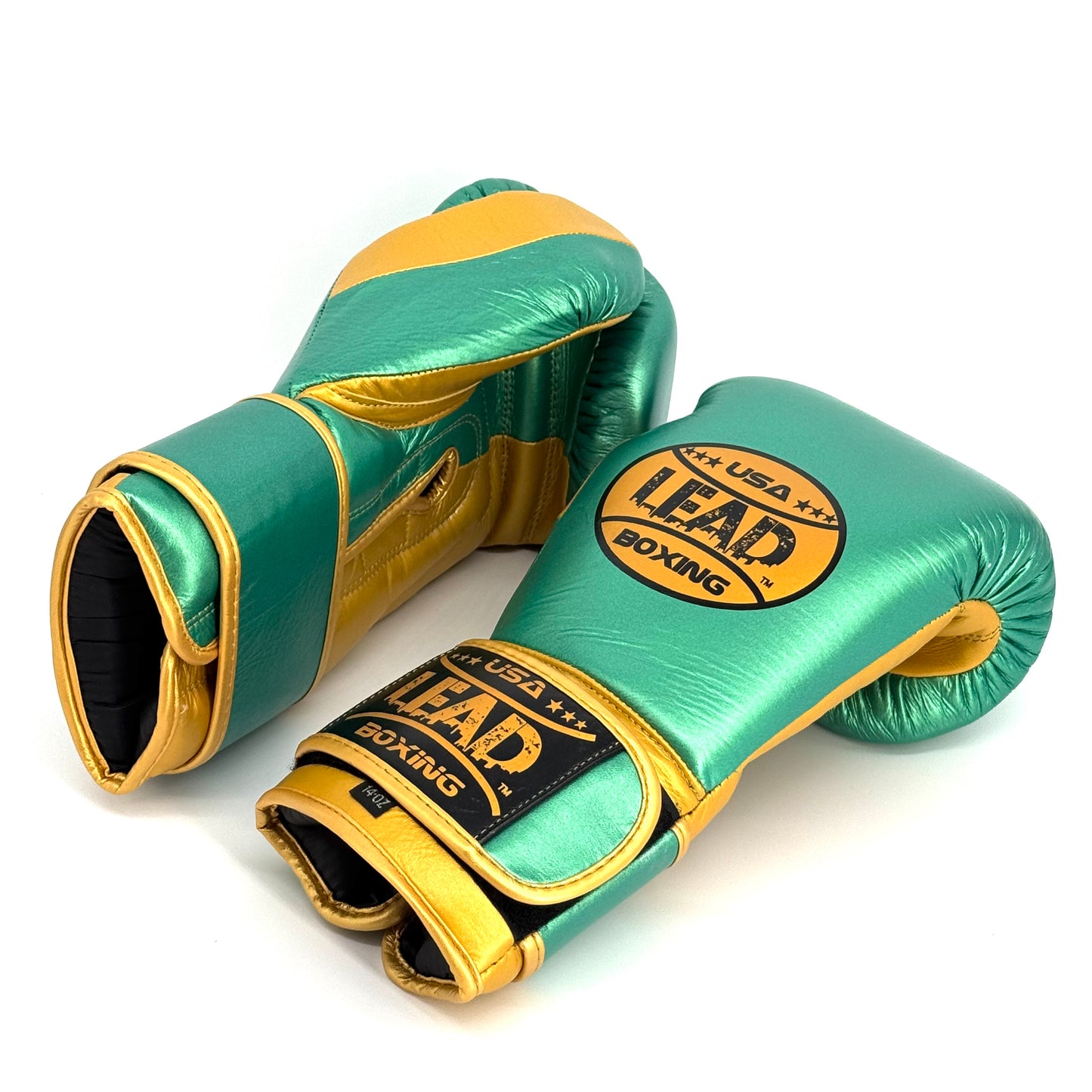 LEAD Pro-Tech Gloves Velcro (Metallic Green-Gold)