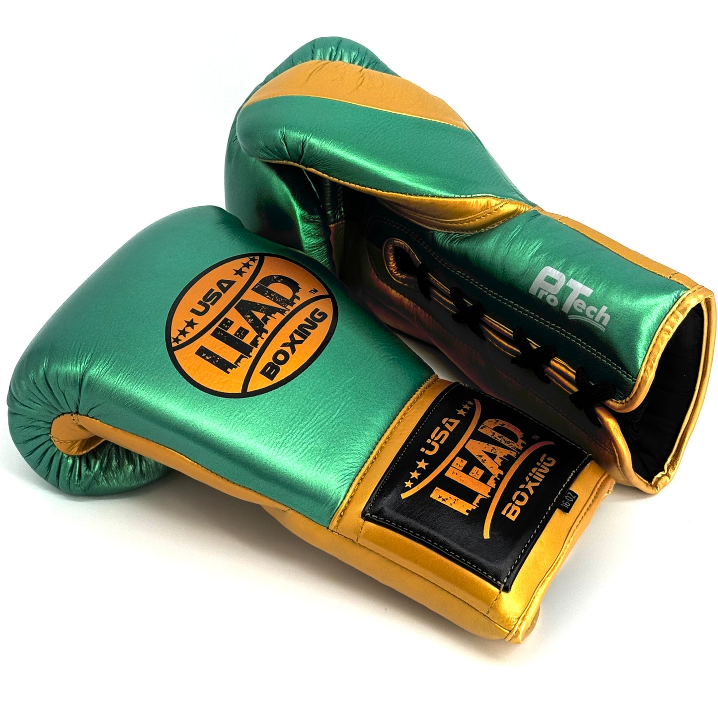 LEAD PRO-TECH Sparring Gloves (Metallic Green /Gold)
