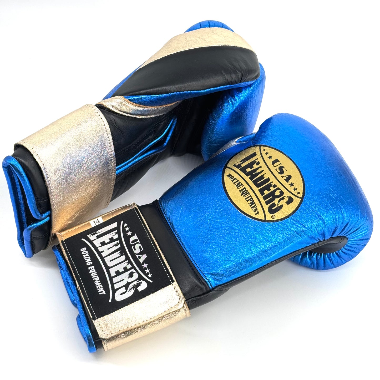 SuperLEAD MEX Boxing Gloves (Metallic Blue- Gold-Black)