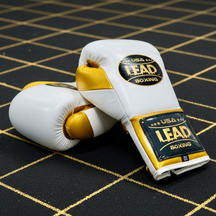 LEAD Boxing Fight Gloves (White-Gold )