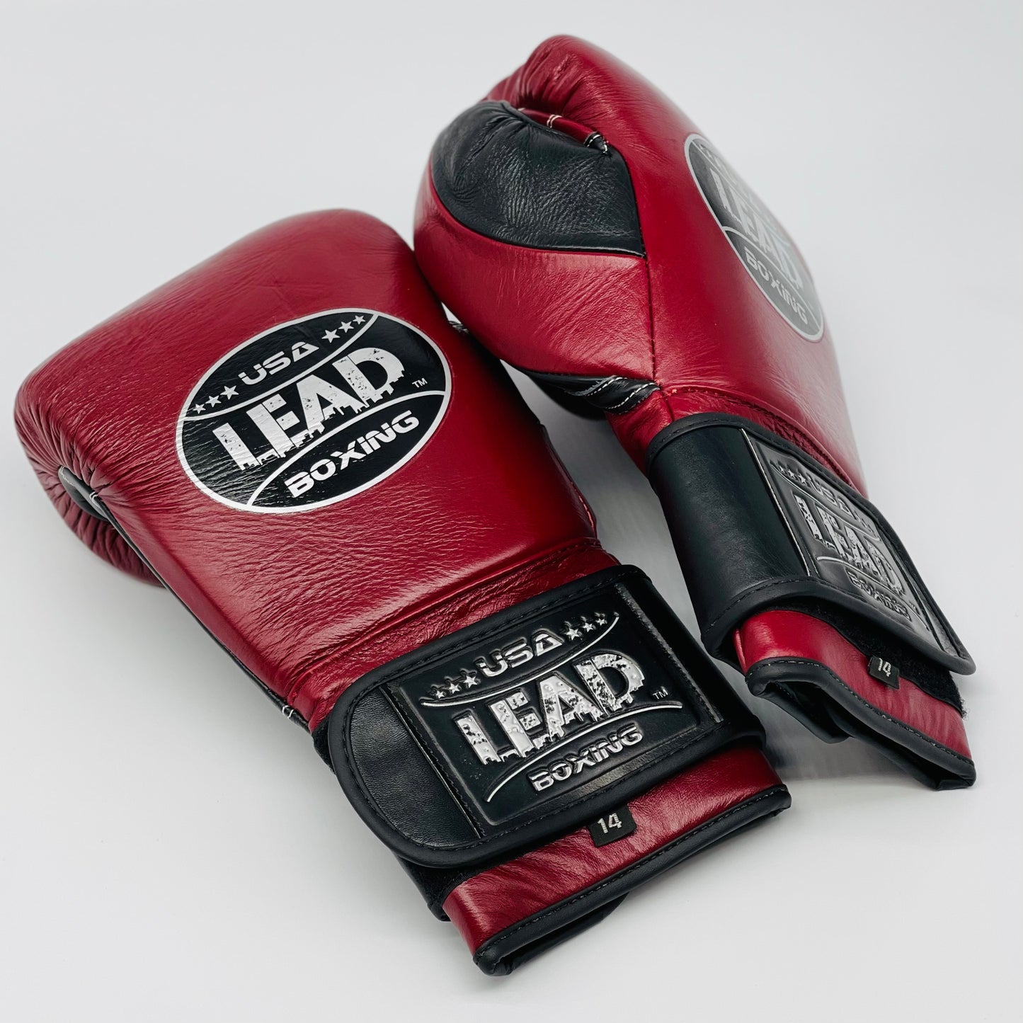 LEAD Pro Training Gloves (Maroon/Black/Silver) Velcro Closure