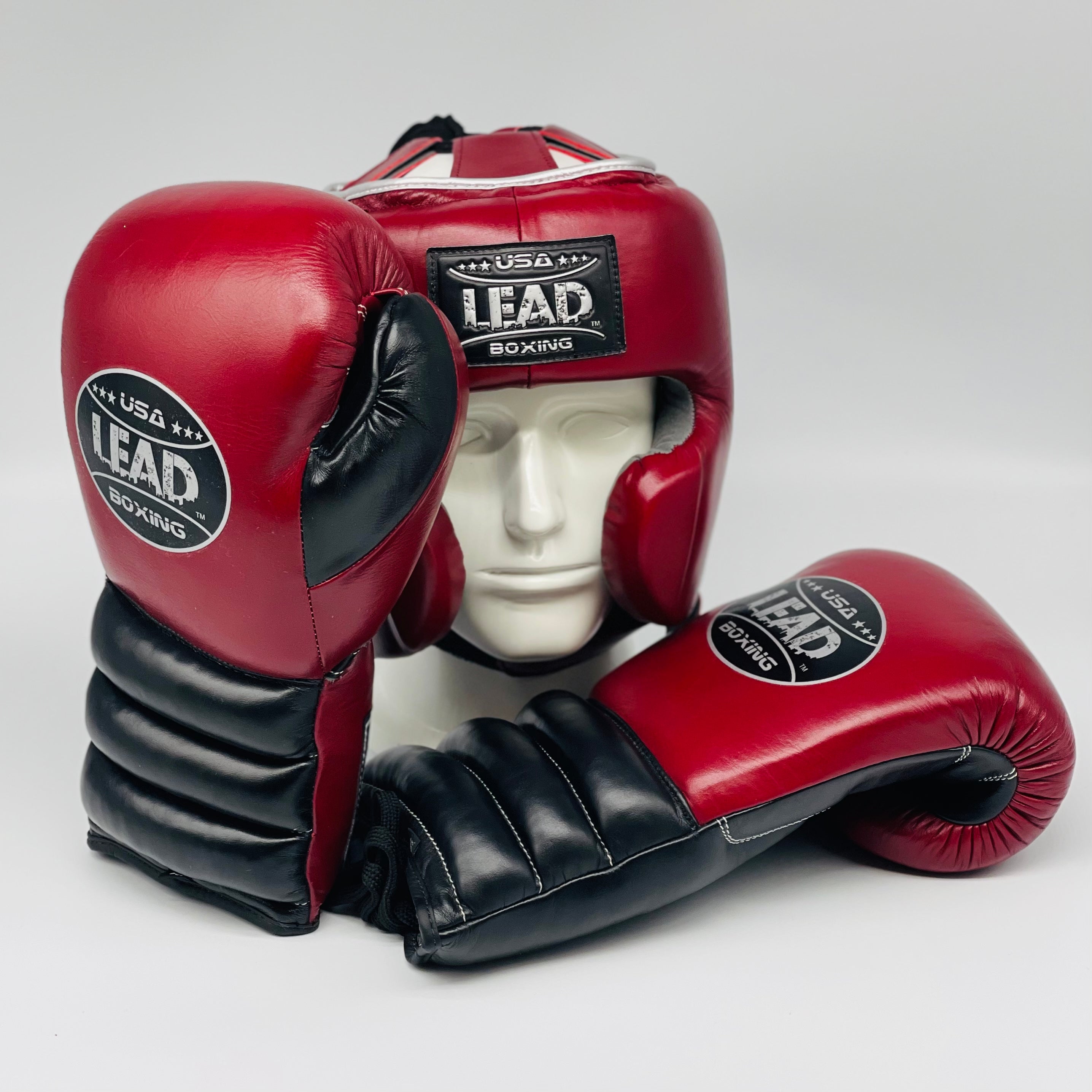boxing sparring gear LEAD Boxing Sparring Set ( Burgundy-Black-Silver)