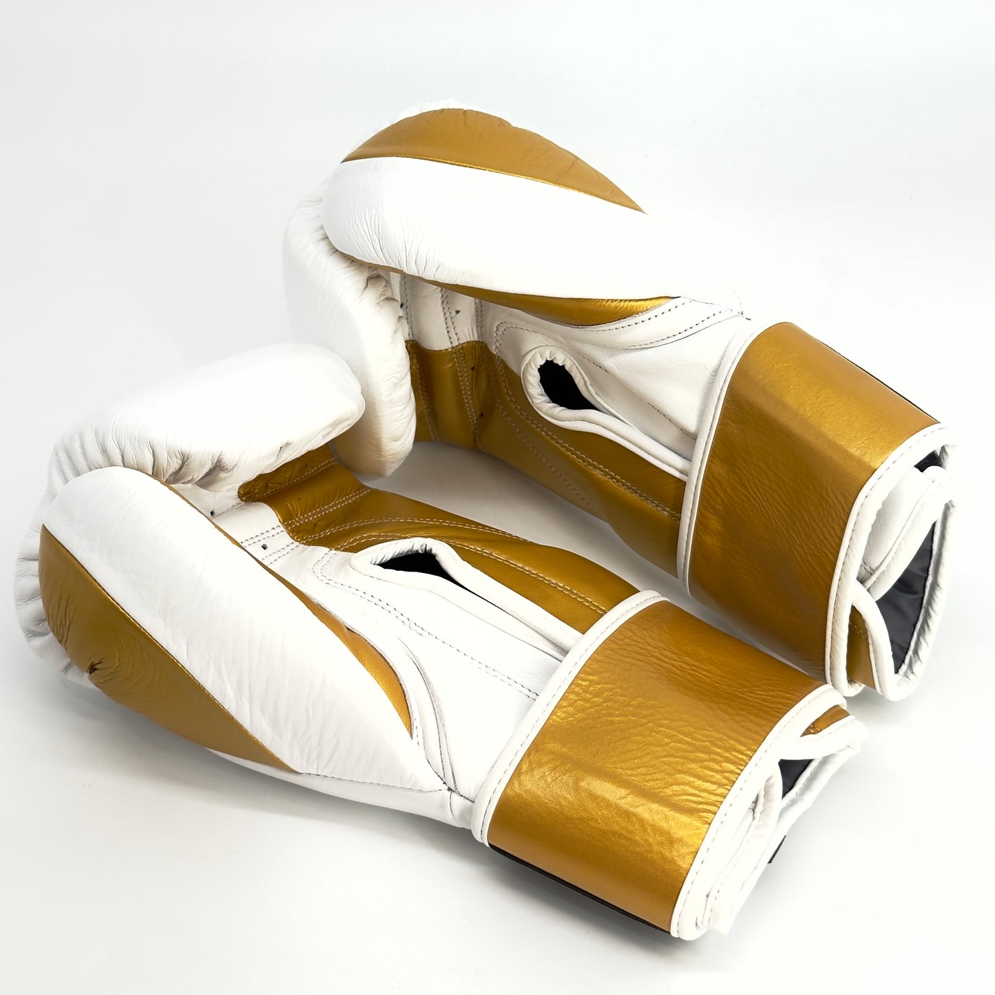 LEAD Boxing Fight Training Gloves (White-Gold), Velcro