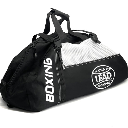LEAD BOXING Duffel Bag/Backpack (Black-White)