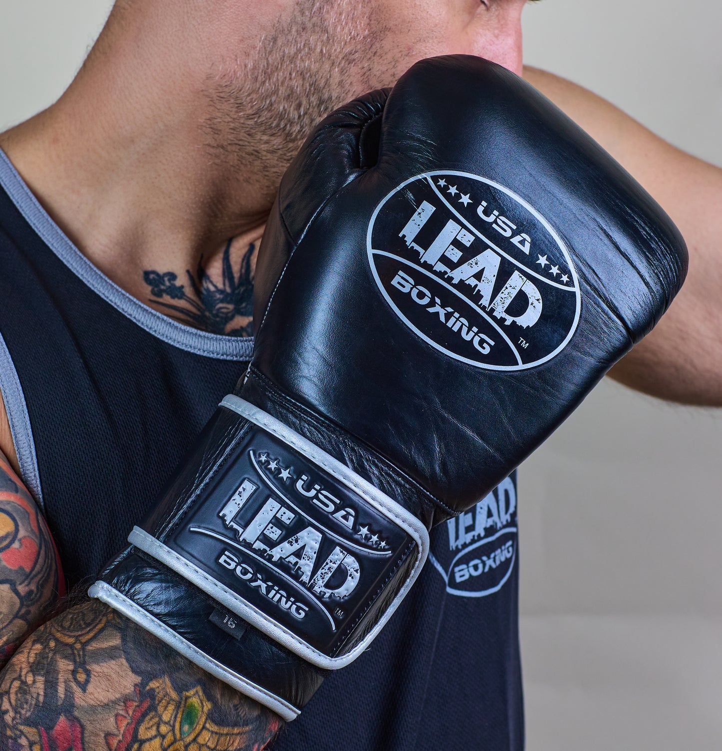LEAD PRO Training  Velcro Gloves ( Black- Silver Logo )