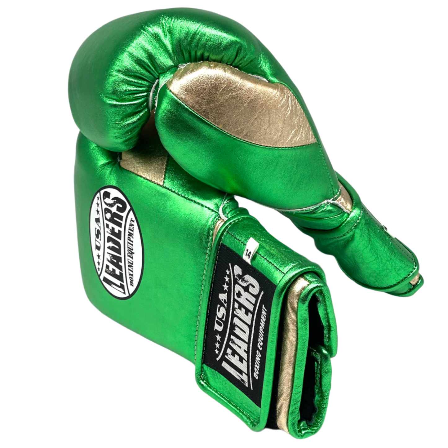 SuperLEAD Mex Boxing Gloves (Velcro), Black -White-Gold Logo