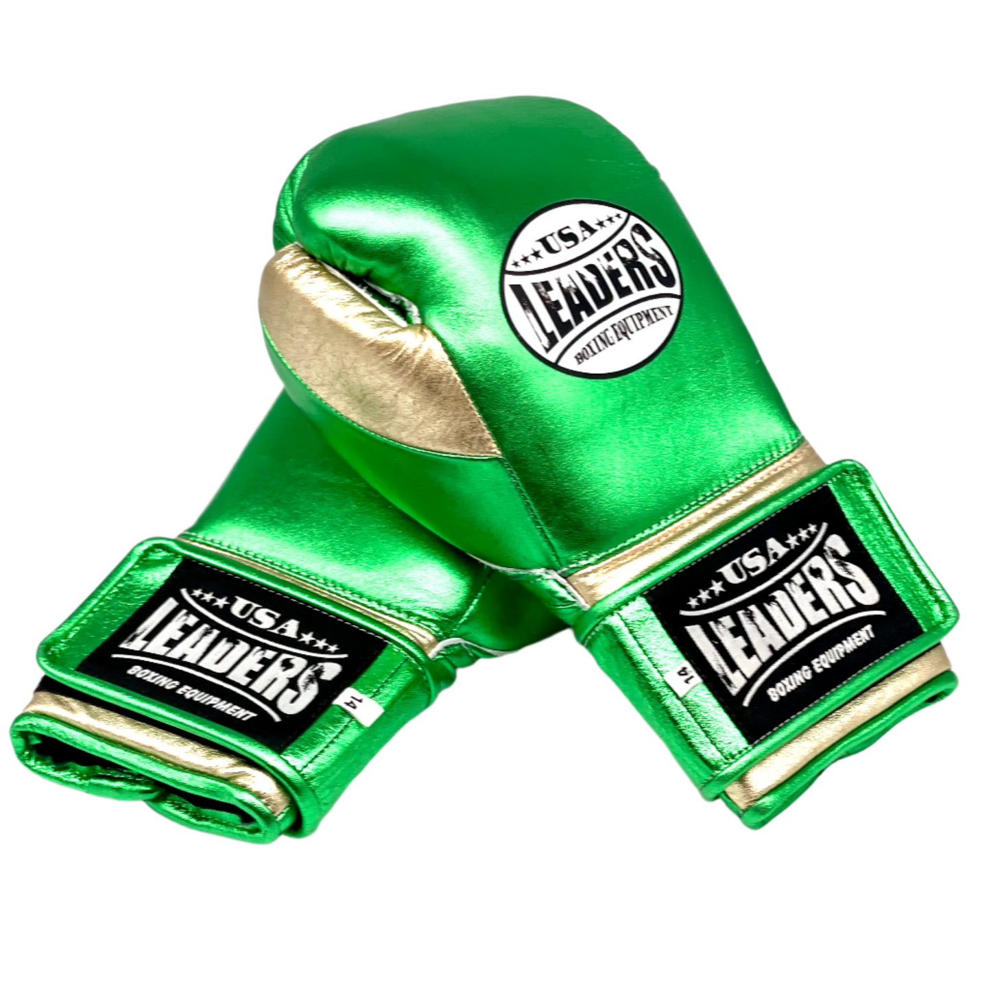 SuperLEAD Mex Boxing Gloves (Velcro), Black -White-Gold Logo