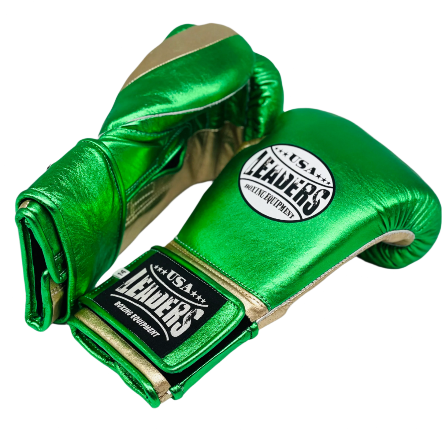 SuperLEAD Mex Boxing Gloves (Velcro), Black -White-Gold Logo