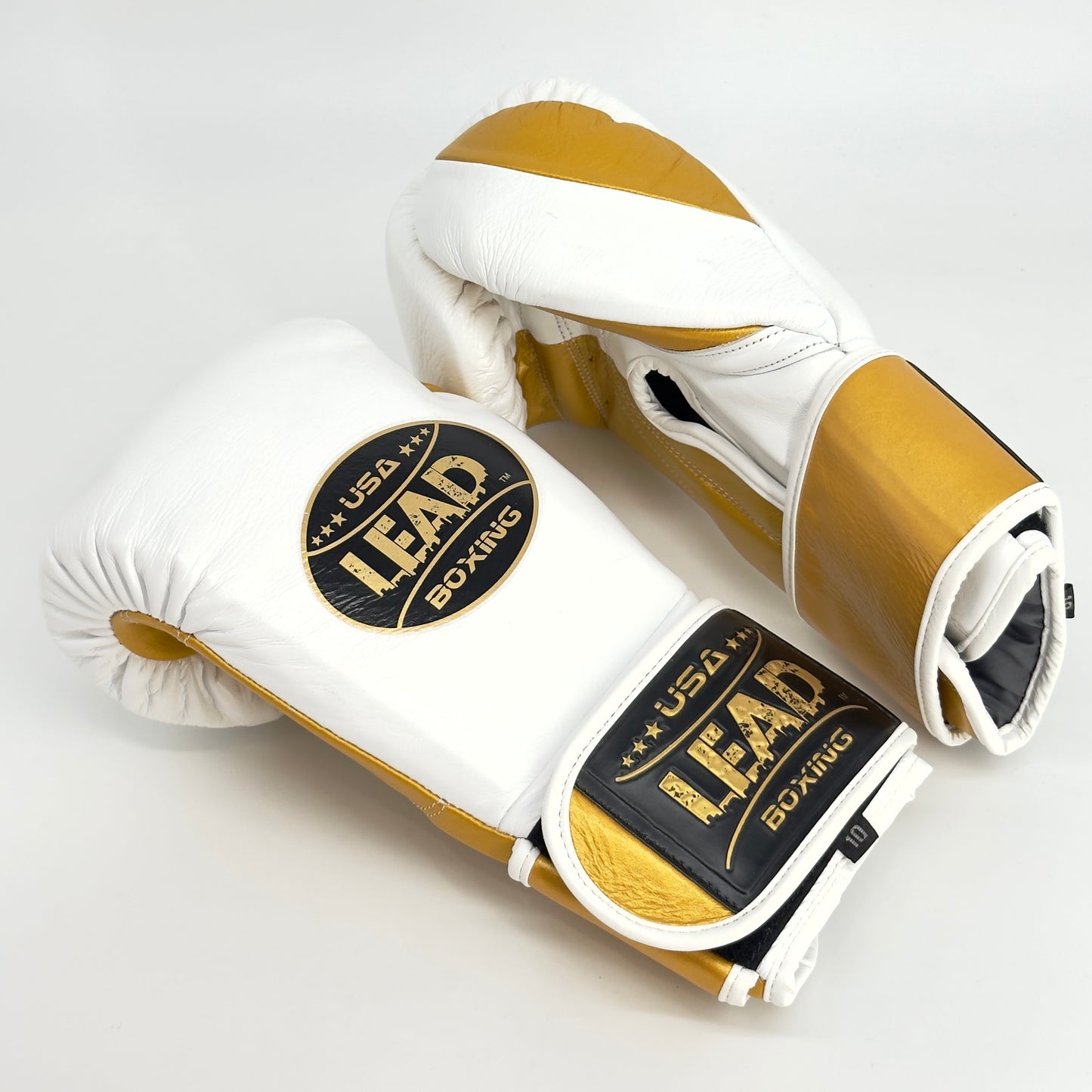 LEAD Boxing Fight Training Gloves (White-Gold), Velcro