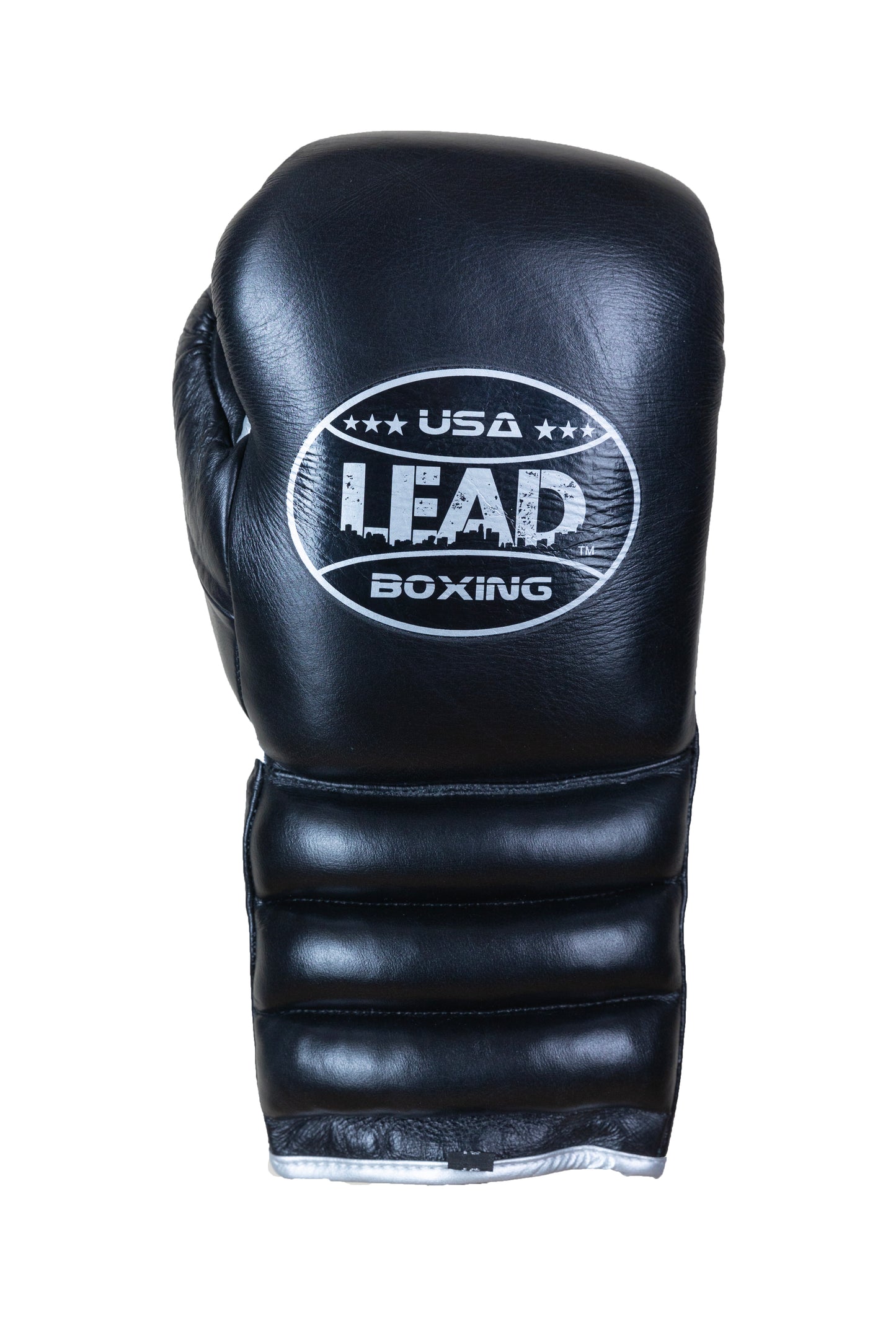 LEAD Sparring Gloves Laced  (Black - Silver  Logo )