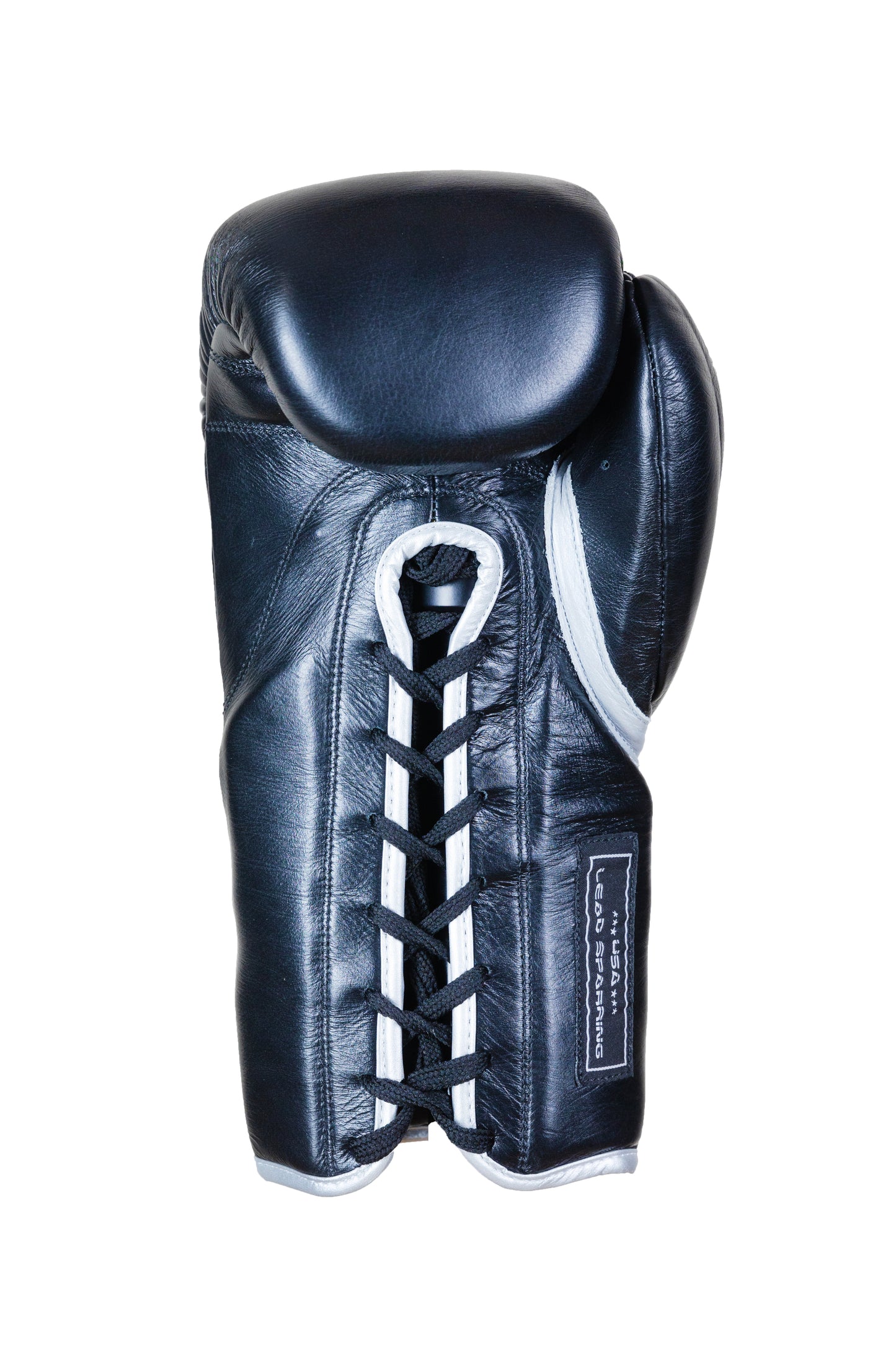 LEAD Sparring Gloves Laced  (Black - Silver  Logo )