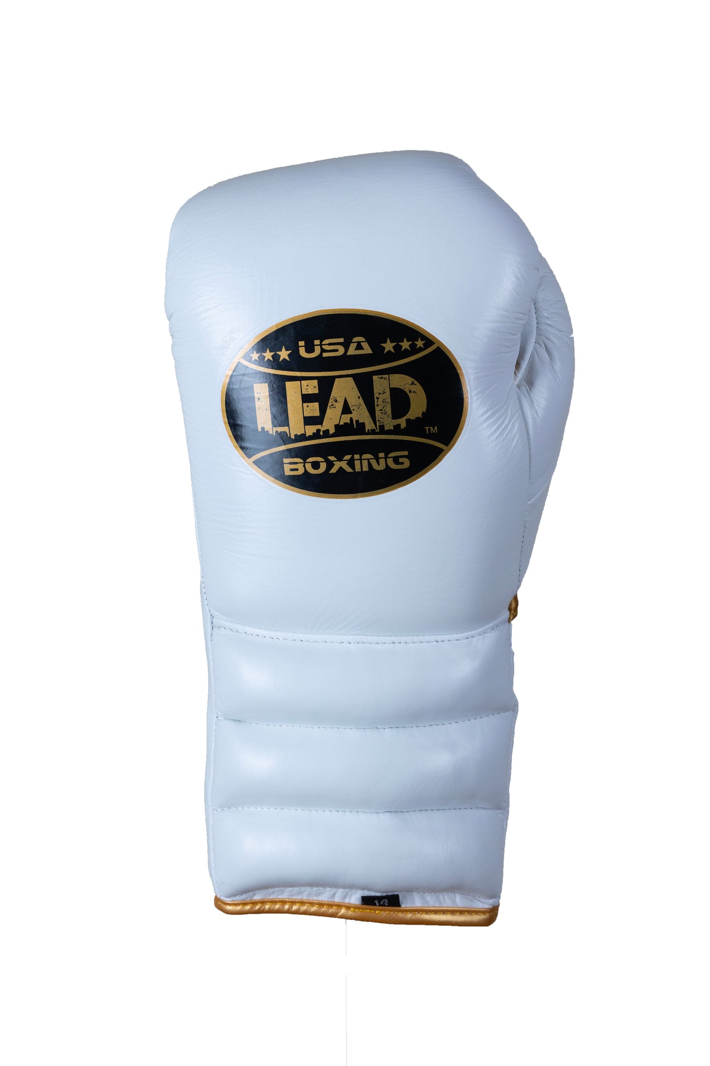 LEAD Sparring Gloves Laced  (WHITE-Gold Logo )
