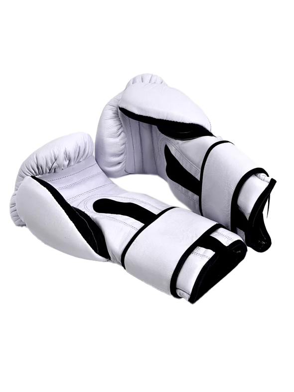 SuperLEAD Mex Boxing Gloves (Velcro), Black -White-Gold Logo