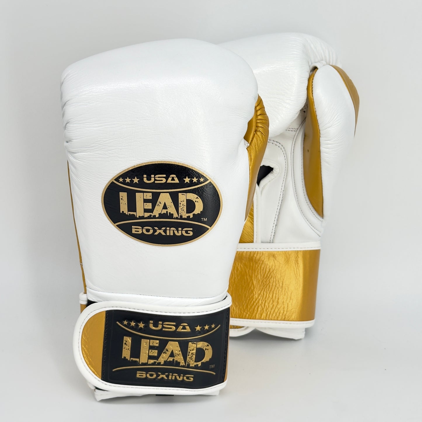 LEAD Boxing Fight Training Gloves (White-Gold), Velcro