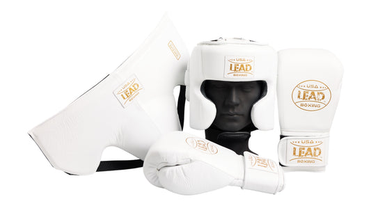 LEAD ELITE Boxing Sparring Set ( WHITE-GOLD)