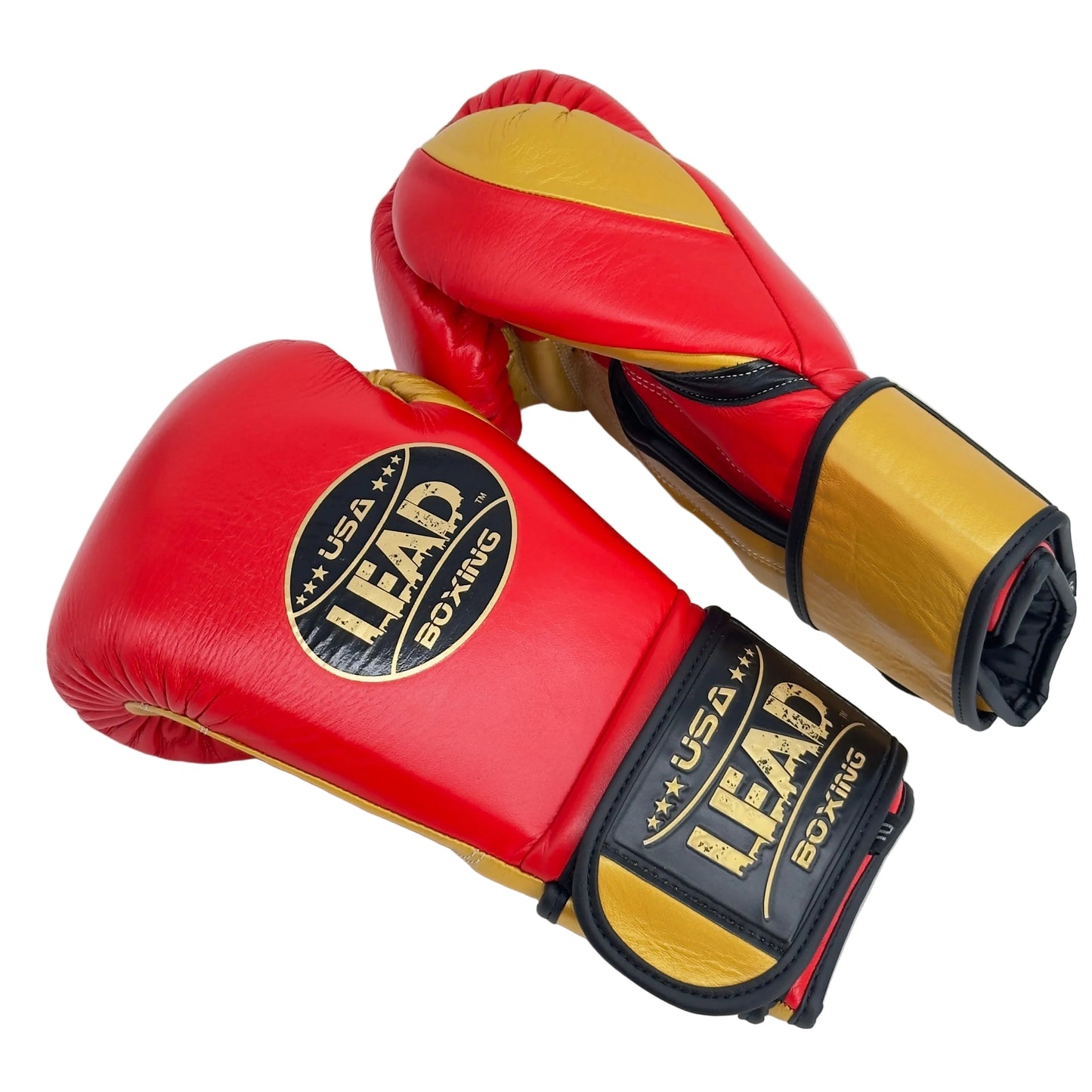 LEAD Boxing Fight Training Gloves (Red-Gold), Velcro