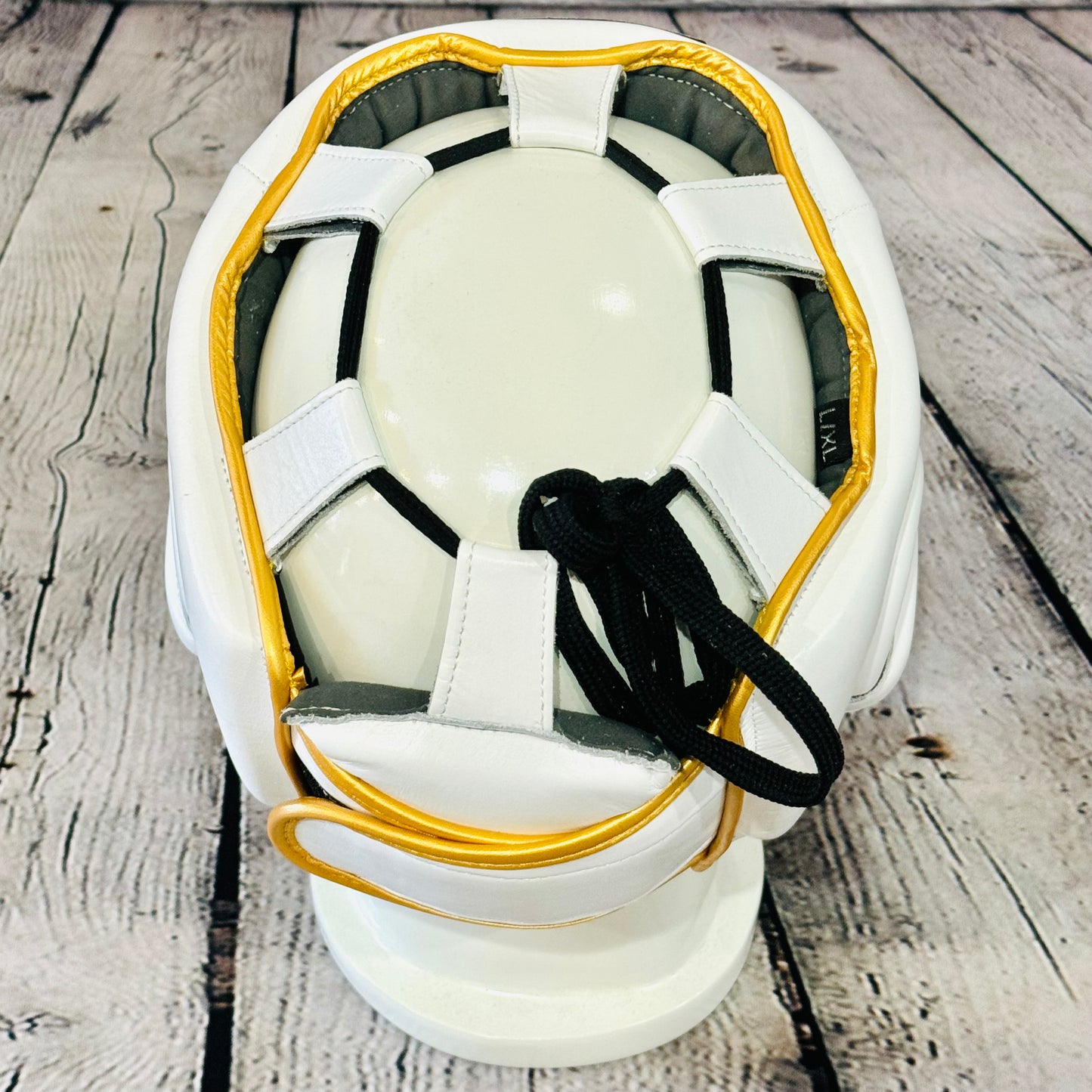 LEAD Open Face Headgear (White - Gold Logo)