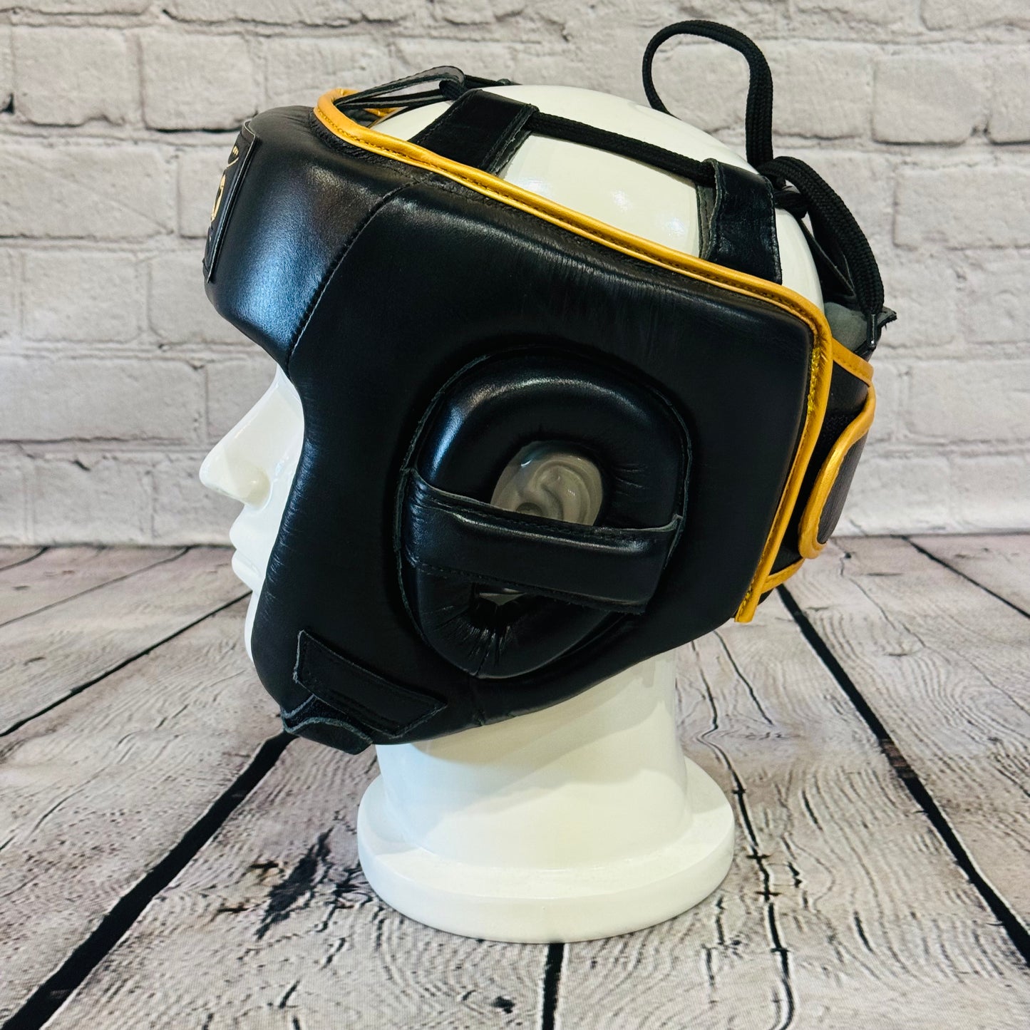 LEAD Open-Face Headgear (Black - Gold Logo)