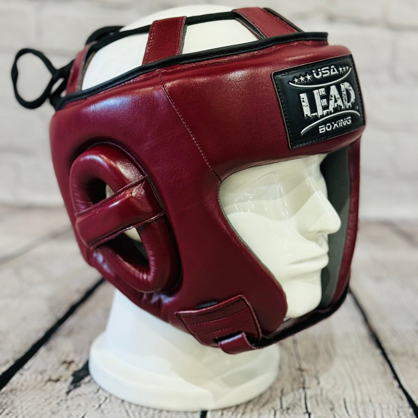 LEAD Open-Face Headgear (Maroon - Silver Logo)