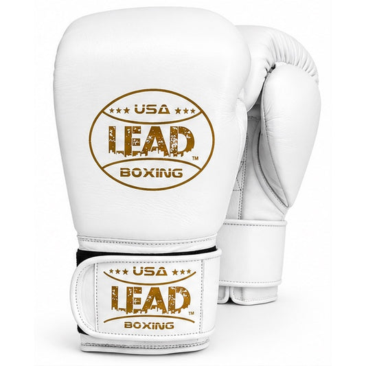 LEAD ELITE TRAINING & SPARRING GLOVES( WHITE-GOLD)