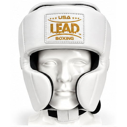 LEAD ELITE MEX STYLE HEADGEAR ( WHITE-GOLD)