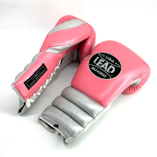 LEAD Sparring Gloves Laced  (Pink -Silver)