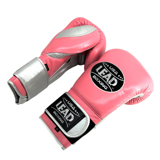 LEAD PRO Training  Velcro Gloves ( Pink-Silver )