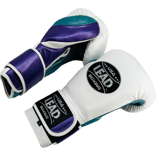 LEAD PRO Training  Velcro Gloves ( White-Purple-Teal)