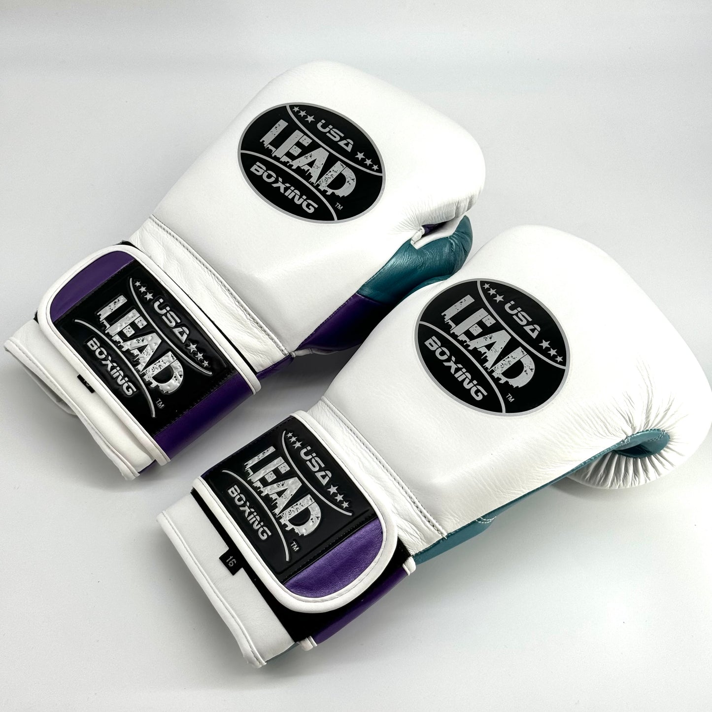 LEAD PRO Training  Velcro Gloves ( White-Purple-Teal)