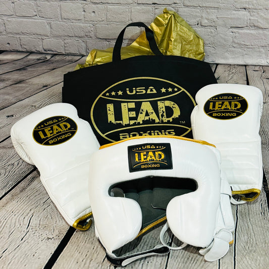 LEAD Boxing Sparring Set ( White -Gold )