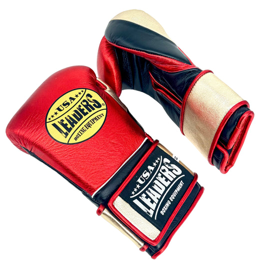 SuperLEAD MEX Boxing Gloves VELCRO (Red- Gold-Black)