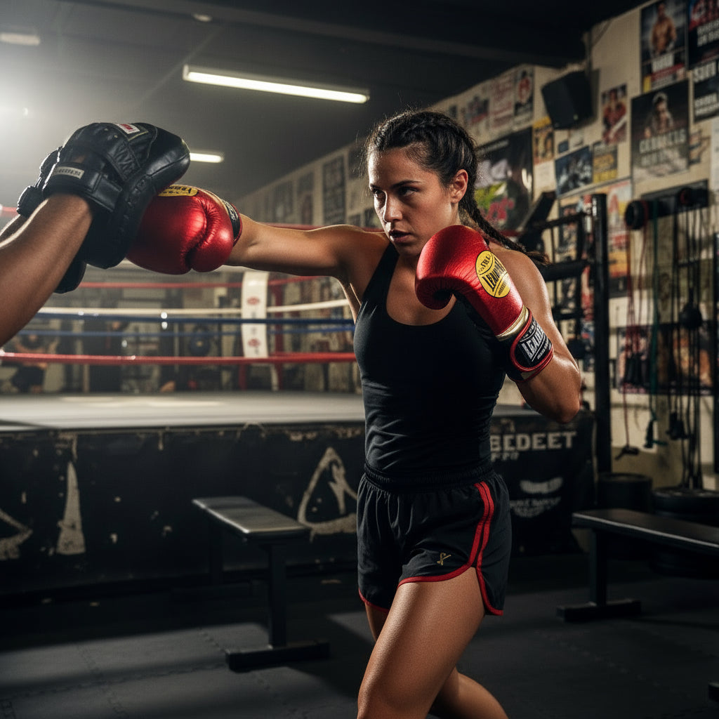 SuperLEAD MEX  Boxing Gloves LACED (Red-Gold -Black)